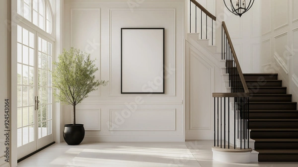 Fototapeta Frame & poster mockup, Hallway, entry foyer interior with frame mock up.