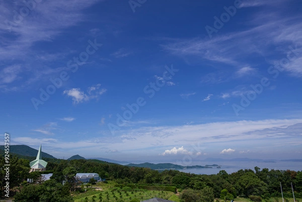 Fototapeta 高台からの瀬戸内の青空の眺望