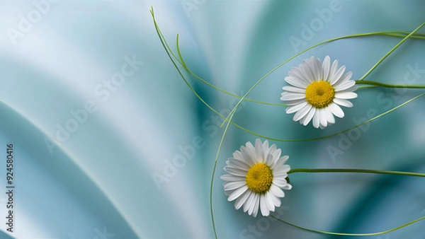 Obraz Daisies on Soft Blue Background
