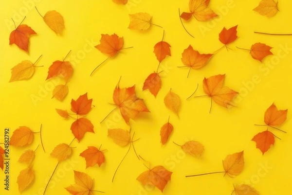 Fototapeta leaves over a color background