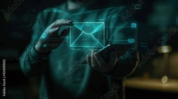 Fototapeta The holographic email interface