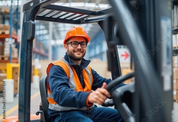 Obraz forklift operator at warehouse