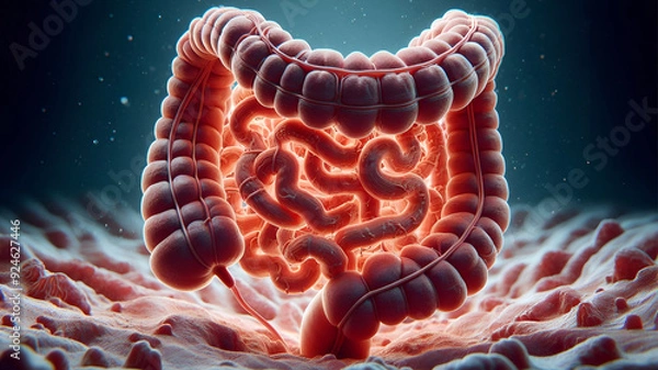 Fototapeta A beautifully created, realistic HD image of the inside of a small intestine
