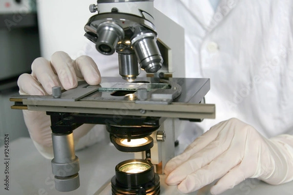 Fototapeta Work with a microscope