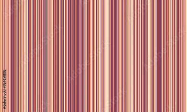 Fototapeta Pattern of vertical stripes, colorful thin and thick lines. Irregular stripe background, vector seamless texture. Abstract striped geometric design in bright colors.