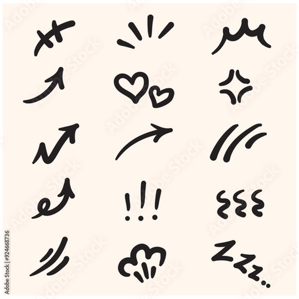 Fototapeta Line movement effect element With illustration style doodle and line art