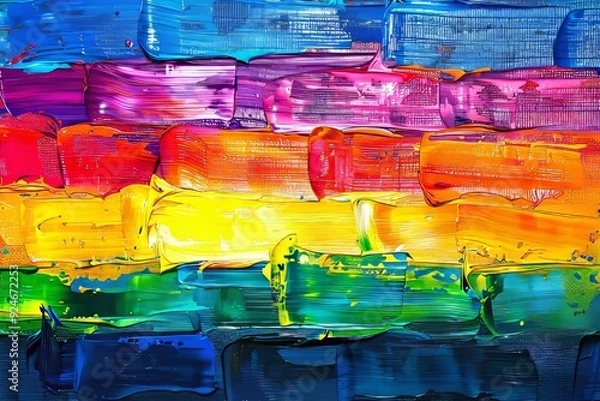Fototapeta Abstract Acrylic Painting Representing the Vibrant Pride Flag Colors