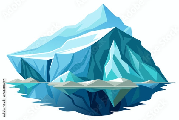 Fototapeta A Large Iceberg with Sharp Edges Reflecting in the Water