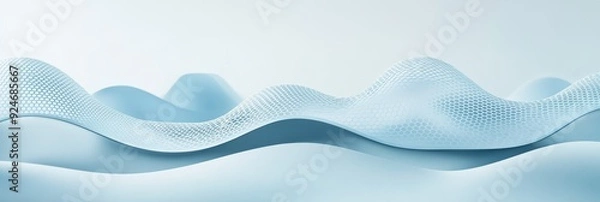 Fototapeta Abstract blue waves with a soft gradient, symbolizing technology, fluidity, movement, connectivity, and innovation.