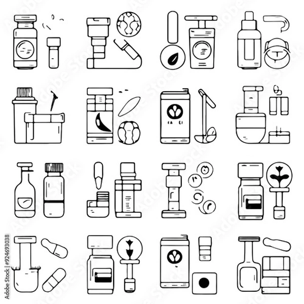Fototapeta Line icons about pharmacy and medication. Contains such icons as treatments, naturophaty, dose and more. Editable vectorstroke 2 of 2 sets. 512x512 Pixel Perfect in transparent background.
