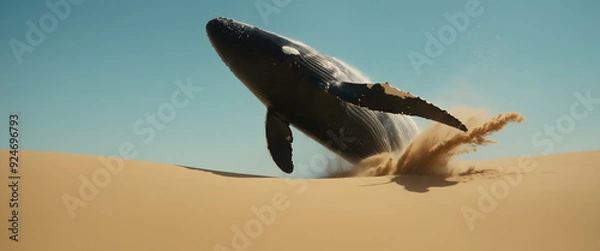 Fototapeta Desert Whale Leap: Cinematic Low Angle Shot of a Whale Motion