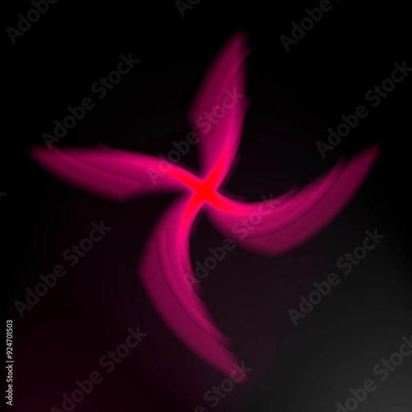 Fototapeta Square black background. Conceptual fantasy graphic of an alien or avatar planet. Pink star shape with blurred edges. Illusion of depth, dimension and distance.