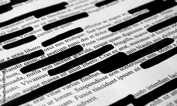 Fototapeta Lorem ipsum text that has been redacted