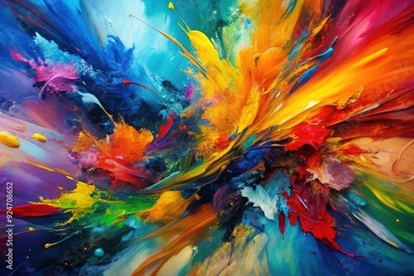Fototapeta Abstract Expressionism: vibrant hues, energetic brushstrokes, fluid forms