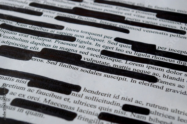 Fototapeta Lorem ipsum text that has been redacted