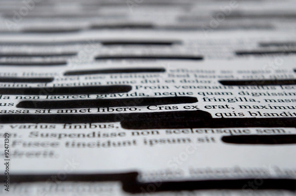 Fototapeta Lorem ipsum text that has been redacted
