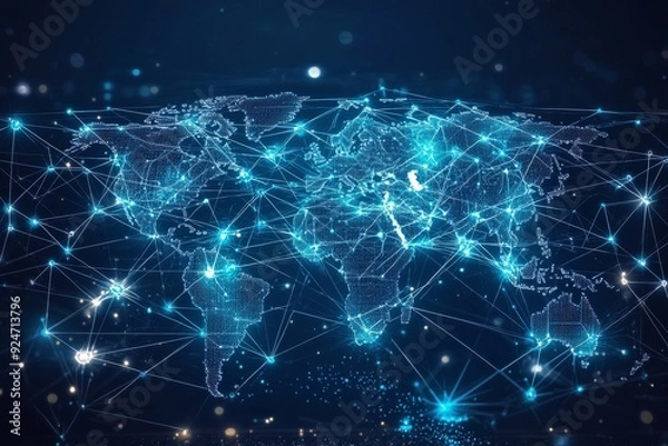 Fototapeta Global Digital Business Network Connection Illustration created with Generative AI
