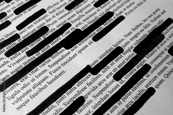 Fototapeta Lorem ipsum text that has been redacted