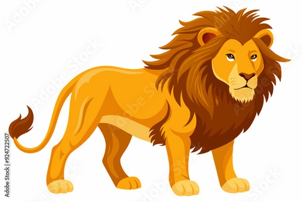 Obraz A Proud Lion Standing on a White Background