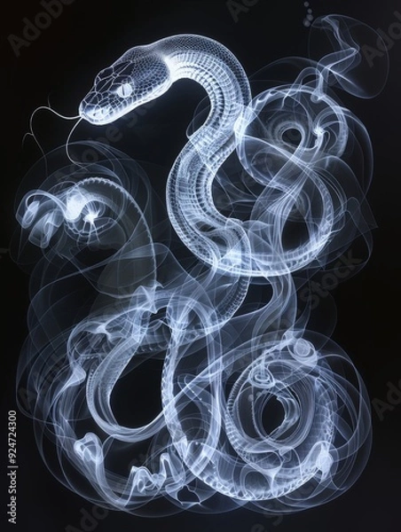 Obraz The robotic snake has an extremely delicate and complex mechanical structure, with illustrations and X-ray.