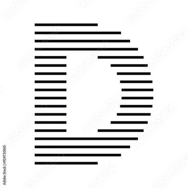 Fototapeta Letter D Logo with Abstract Line Pattern Isolated On White Background