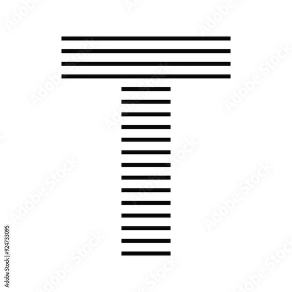 Obraz Letter T Logo with Abstract Line Pattern