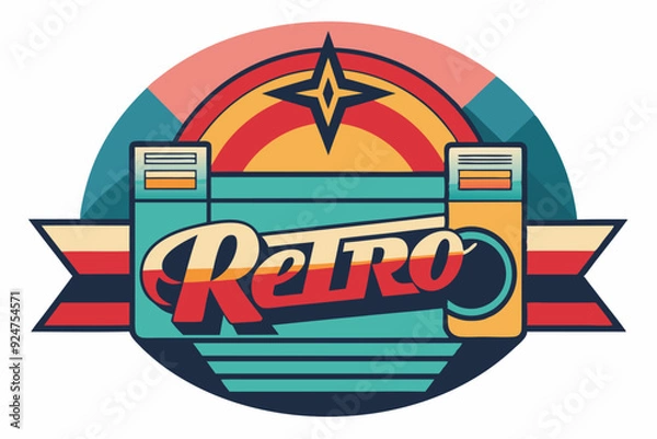 Fototapeta Retro Camera with Rainbow and Star Design