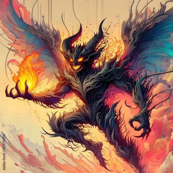 Fototapeta demon with fire