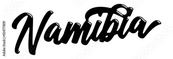 Fototapeta Namibia country name written in street art-style liquid brush script lettering