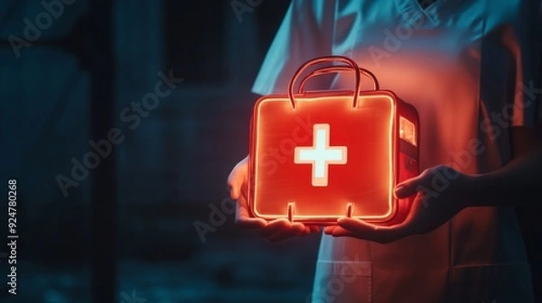 Obraz Neon First Aid Kit: A Symbol of Hope and Care
