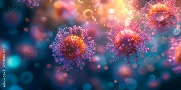 Fototapeta Detailed Closeup of Virus Particle in Vivid Colors