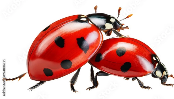 Fototapeta Red ladybug insect on transparent background, isolated