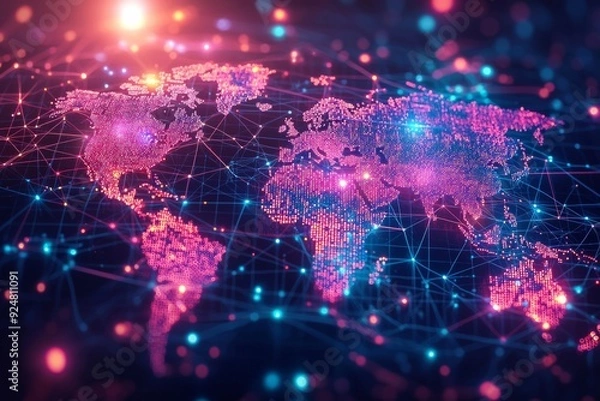 Fototapeta Global Digital Business Network Connection Illustration created with Generative AI