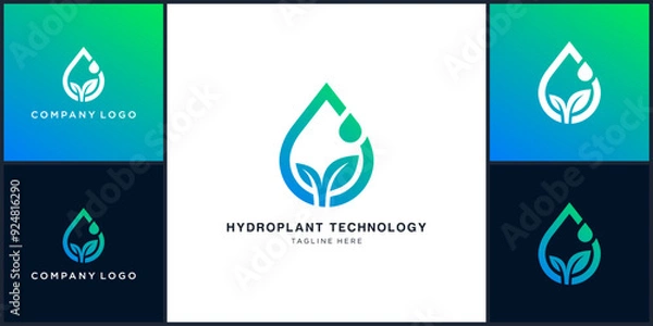 Fototapeta Vector of hydroplant technology logo design template, can be used in various media easily, editable