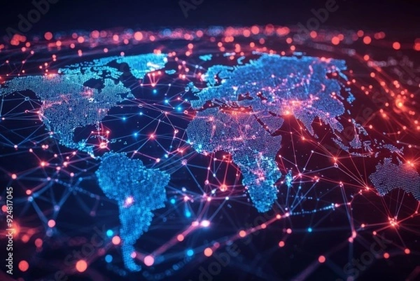Fototapeta Global Digital Business Network Connection Illustration created with Generative AI