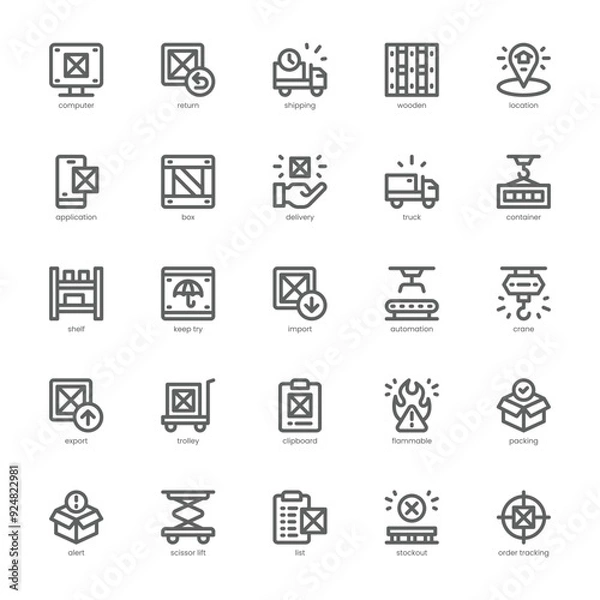 Fototapeta Warehouse icon pack for your website, mobile, presentation, and logo design. Warehouse icon outline design. Vector graphics illustration and editable stroke.