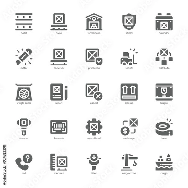 Fototapeta Warehouse icon pack for your website, mobile, presentation, and logo design. Warehouse icon glyph design. Vector graphics illustration and editable stroke.
