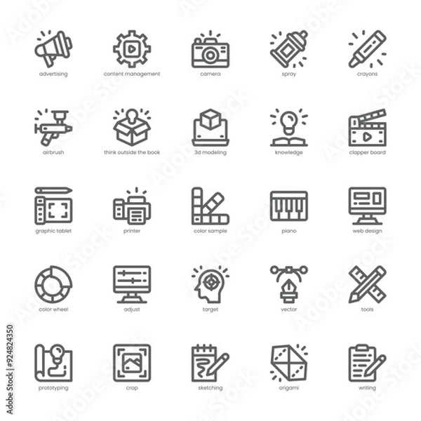 Fototapeta Creative Agency icon pack for your website, mobile, presentation, and logo design. Creative Agency icon outline design. Vector graphics illustration and editable stroke.