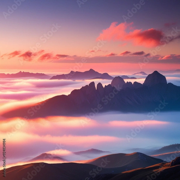 Fototapeta sunset over mountains