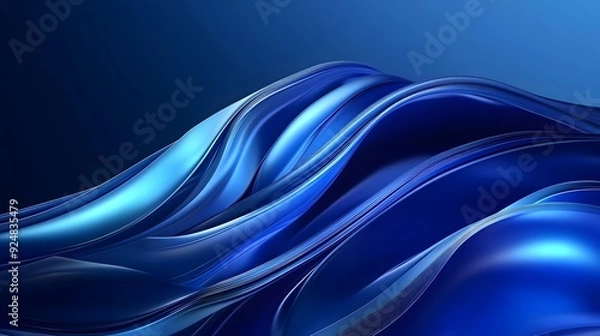 Fototapeta Blue Background 3D Glass Curves Gradient Minimalist Design Abstract Shapes Speed Technology High Details Quality