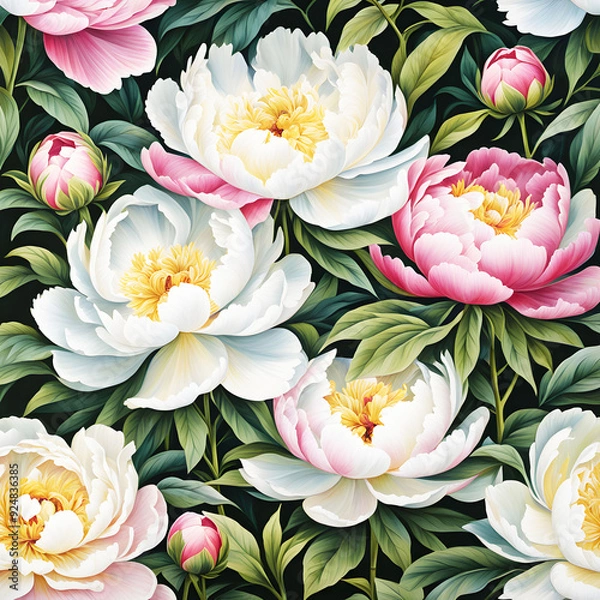Obraz seamless pattern with pink lilies generative ia	