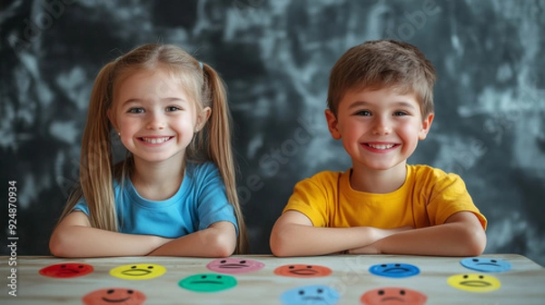 Obraz Smiling Children with Emotion Faces