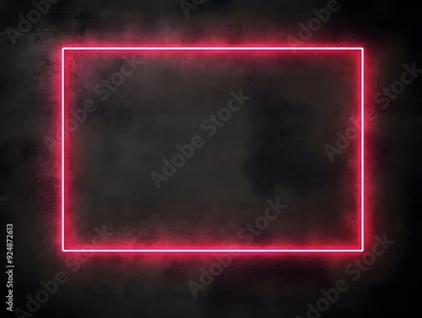 Obraz Neon Pink Frame on Concrete Wall  