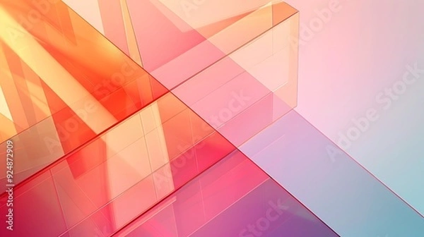 Fototapeta A minimalist glassmorphism design with transparent cards overlaid on a soft gradient background, with light reflections and subtle shadows. 8k UHD, suitable for high-quality printing or digital 