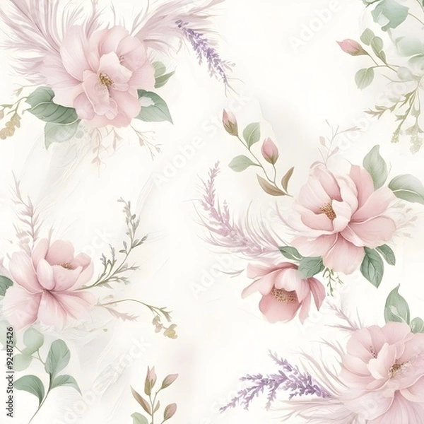 Fototapeta Elegant Floral Watercolor Background, created with generative AI technology
