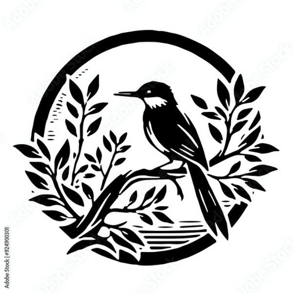 Obraz birds silhouette Hummingbird on white background Vector illustration black and white isolated 2