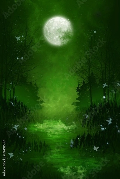 Obraz full moon over the forest