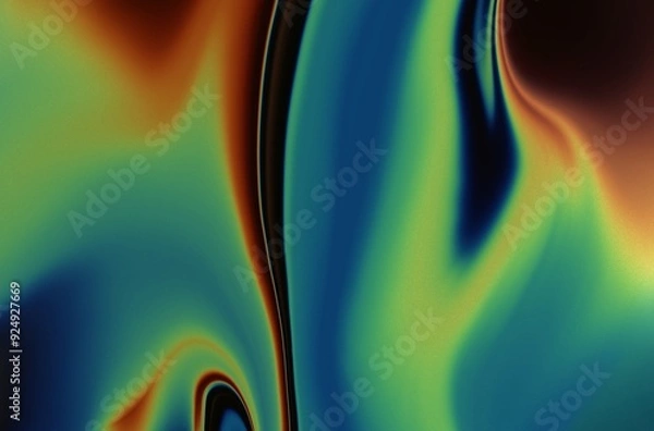 Obraz abstract noisy colorful background,  rainbow gradient smears on black, dark grainy rainbow paint swirls, orange green red yellow blue colors banner poster cover abstract design, black space