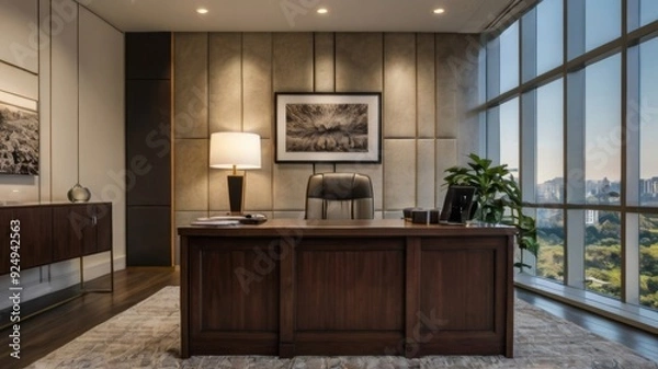 Obraz front view off office desk