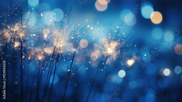 Fototapeta generated illustration of beautiful burning sparkler with bokeh light background